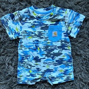 Carhartt Blue Camo Fishing Romper 3M
